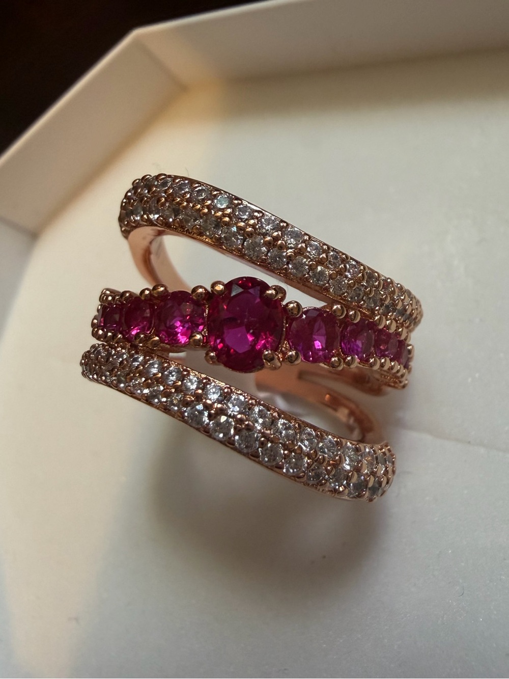 Size 6 BP Rose Gold Ring with lab created Ruby. July 2026 Birthday collection.